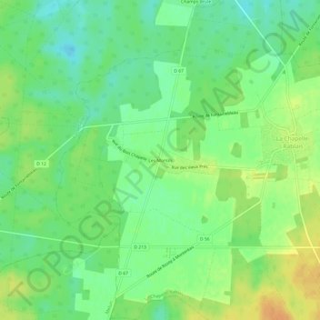 Topografische kaart Les Montils, hoogte, reliëf