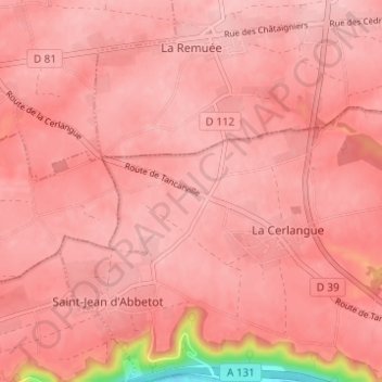 Topografische kaart La Porte Blanche, hoogte, reliëf