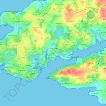 Topografische kaart Kernisi, hoogte, reliëf