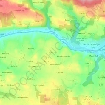 Topografische kaart Le Poulat, hoogte, reliëf