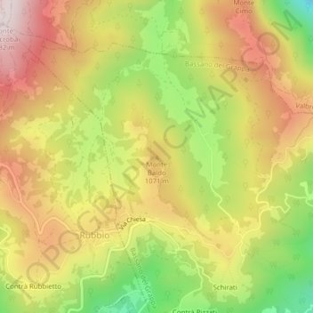 Topografische kaart Monte Baldo, hoogte, reliëf