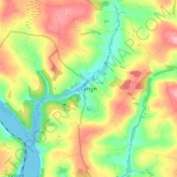 Topografische kaart Lerryn, hoogte, reliëf