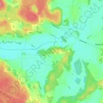 Topografische kaart Kaivonpyöli, hoogte, reliëf