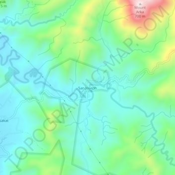 Topografische kaart San Joseph, hoogte, reliëf