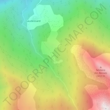 Topografische kaart Les Besses, hoogte, reliëf