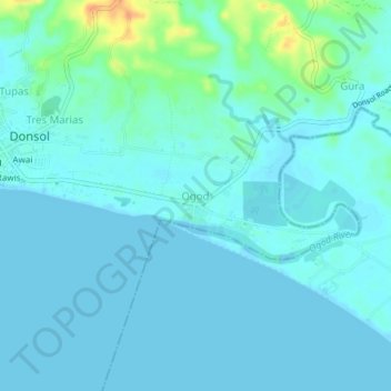 Topografische kaart Ogod, hoogte, reliëf