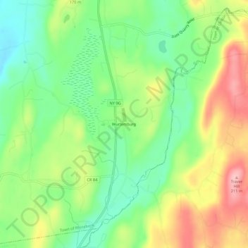 Topografische kaart Wurtemburg, hoogte, reliëf