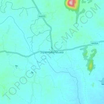 Topografische kaart Siyambalanduwa, hoogte, reliëf