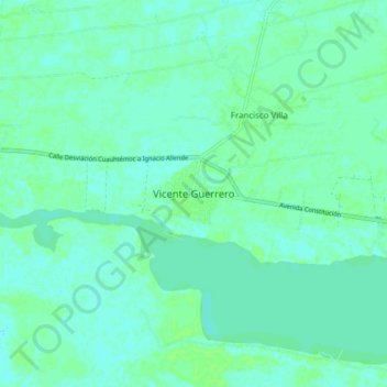 Topografische kaart Vicente Guerrero, hoogte, reliëf