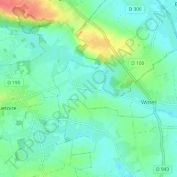Topografische kaart Cohem, hoogte, reliëf