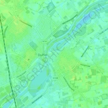 Topografische kaart Kwakkelenberg, hoogte, reliëf