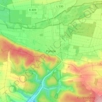 Topografische kaart Pöhlde, hoogte, reliëf