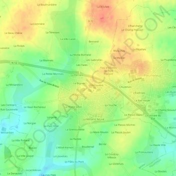 Topografische kaart La Bastille, hoogte, reliëf
