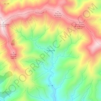 Topografische kaart Aceitunilla, hoogte, reliëf
