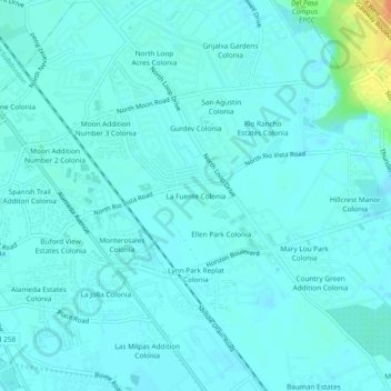 Topografische kaart La Fuente Colonia, hoogte, reliëf