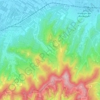 Topografische kaart Amoltern, hoogte, reliëf