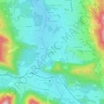 Topografische kaart Sandbichl, hoogte, reliëf