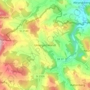 Topografische kaart Untergschwandt, hoogte, reliëf