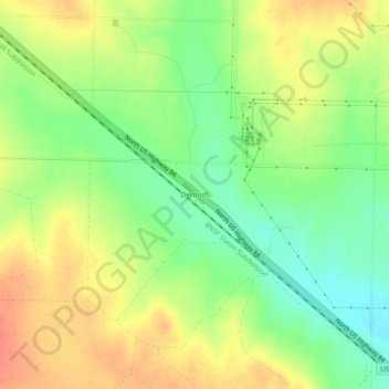 Topografische kaart Dermott, hoogte, reliëf
