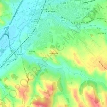 Topografische kaart Saint Sernin, hoogte, reliëf