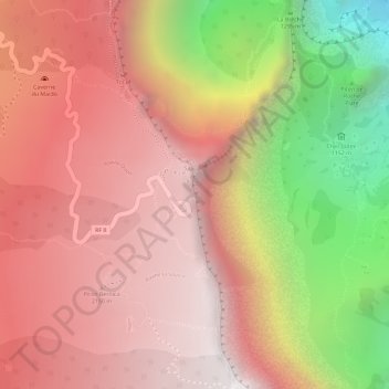 Topografische kaart Maïdo, hoogte, reliëf