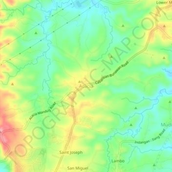 Topografische kaart Acacia, hoogte, reliëf