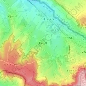 Topografische kaart Holset, hoogte, reliëf