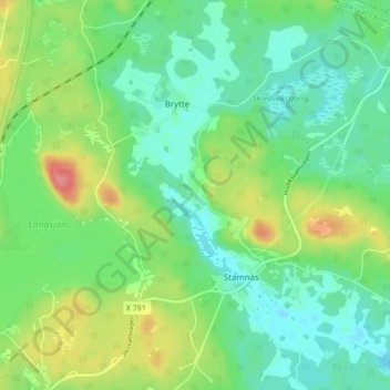 Topografische kaart Aspe, hoogte, reliëf