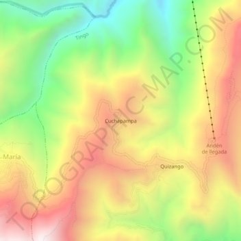 Topografische kaart Cuchapampa, hoogte, reliëf