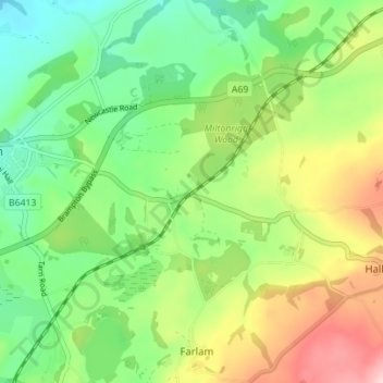 Topografische kaart Milton, hoogte, reliëf