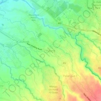 Topografische kaart Halang, hoogte, reliëf