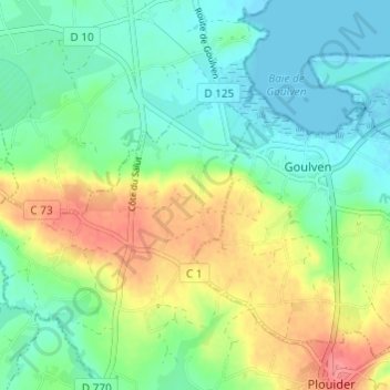 Topografische kaart Kermabon, hoogte, reliëf