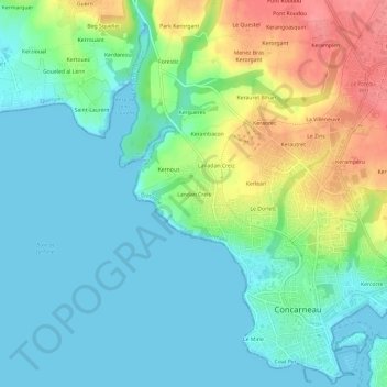 Topografische kaart Landan Creis, hoogte, reliëf