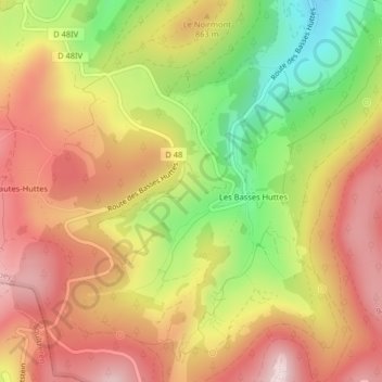 Topografische kaart Sombrevoir, hoogte, reliëf