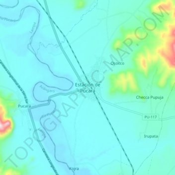 Topografische kaart Estación de Pucará, hoogte, reliëf