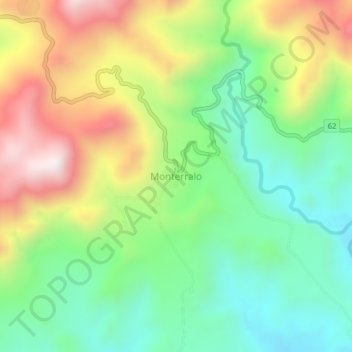 Topografische kaart Monterralo, hoogte, reliëf