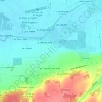 Topografische kaart Les Boussets, hoogte, reliëf