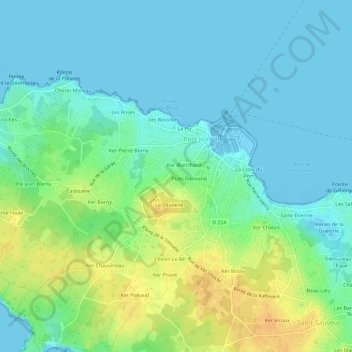 Topografische kaart Puits Neuf, hoogte, reliëf