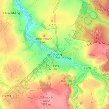 Topografische kaart Naundorf, hoogte, reliëf