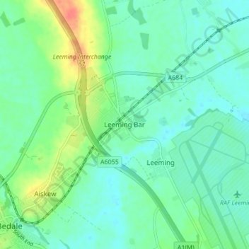 Topografische kaart Leeming Bar, hoogte, reliëf