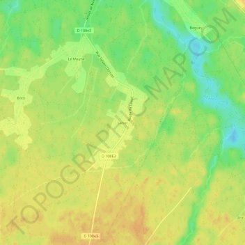 Topografische kaart Lanot, hoogte, reliëf