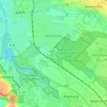Topografische kaart Lorsbeck, hoogte, reliëf