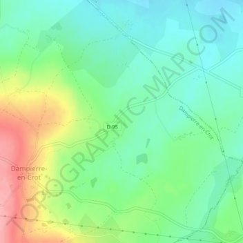 Topografische kaart Berthelot, hoogte, reliëf