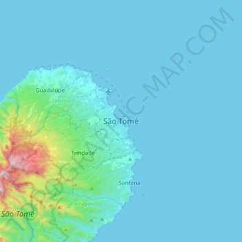 Topografische kaart Sao Tomé, hoogte, reliëf
