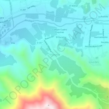 Topografische kaart Villaseca, hoogte, reliëf