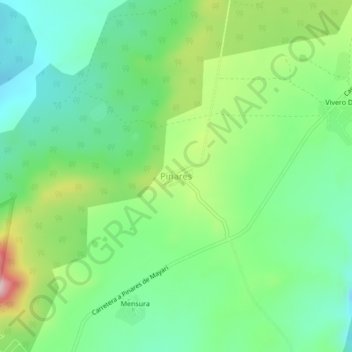 Topografische kaart Pinares, hoogte, reliëf