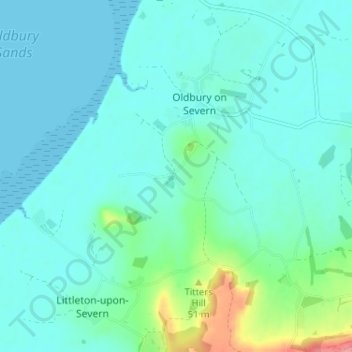 Topografische kaart Cowhill, hoogte, reliëf