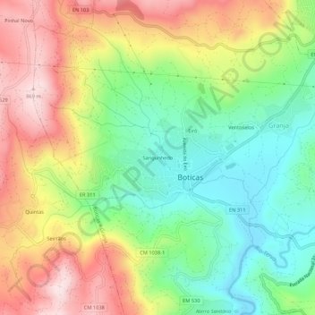 Topografische kaart Sangunhedo, hoogte, reliëf