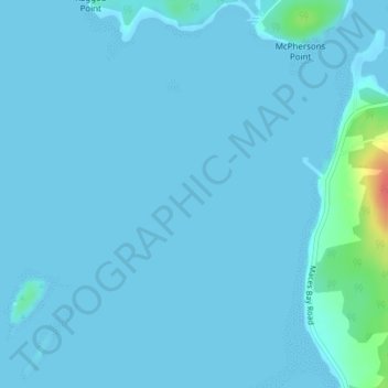 Topografische kaart Maces Bay, hoogte, reliëf