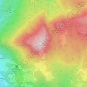 Topografische kaart Predigstuhl, hoogte, reliëf